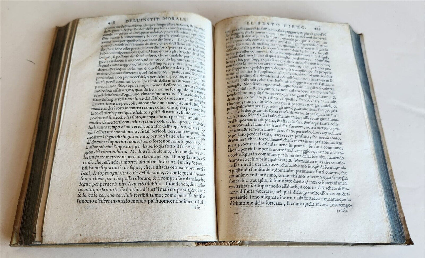 1583 DELLA INSTITUTION MORALE di M.ALESSANDRO PICCOLOMINI antique VELLUM BINDING