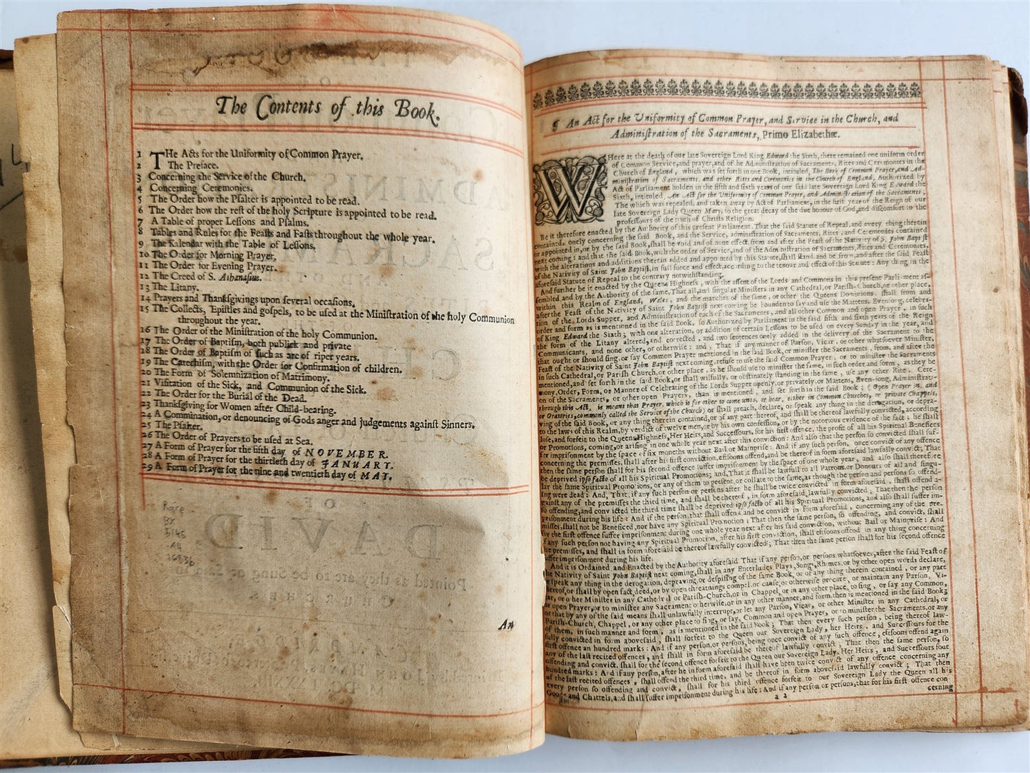 1683 BOOK of COMMON PRAYER w/ PSALMS of DAVID antique in ENGLISH