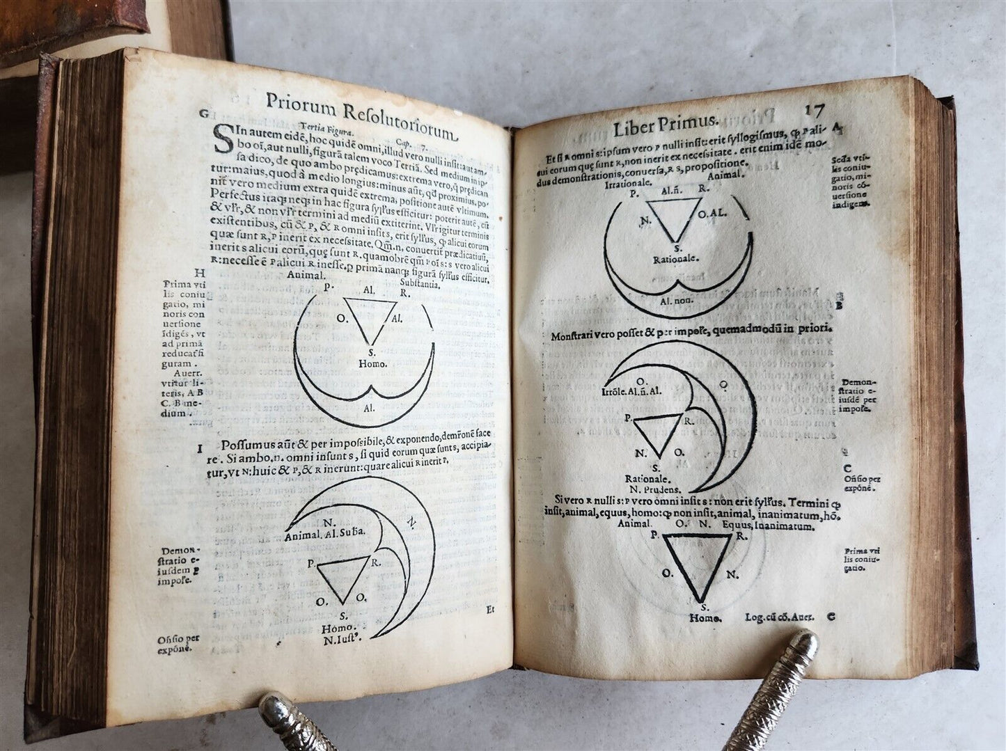 1574 ARISTOTLE 6 VOLS SET ILLUSTRATED antique VELLUM BINDINGS MANUSCRIPT SPINES