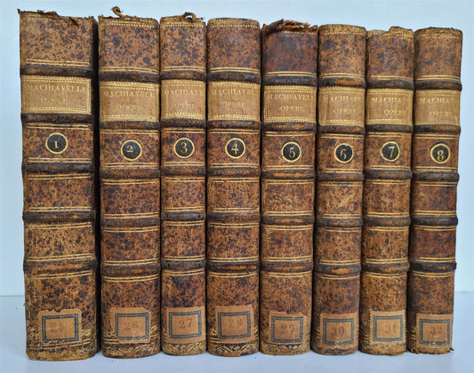 1796-1799 Niccolo MACHIAVELLI 8 volumes antique in ITALIAN 18th century