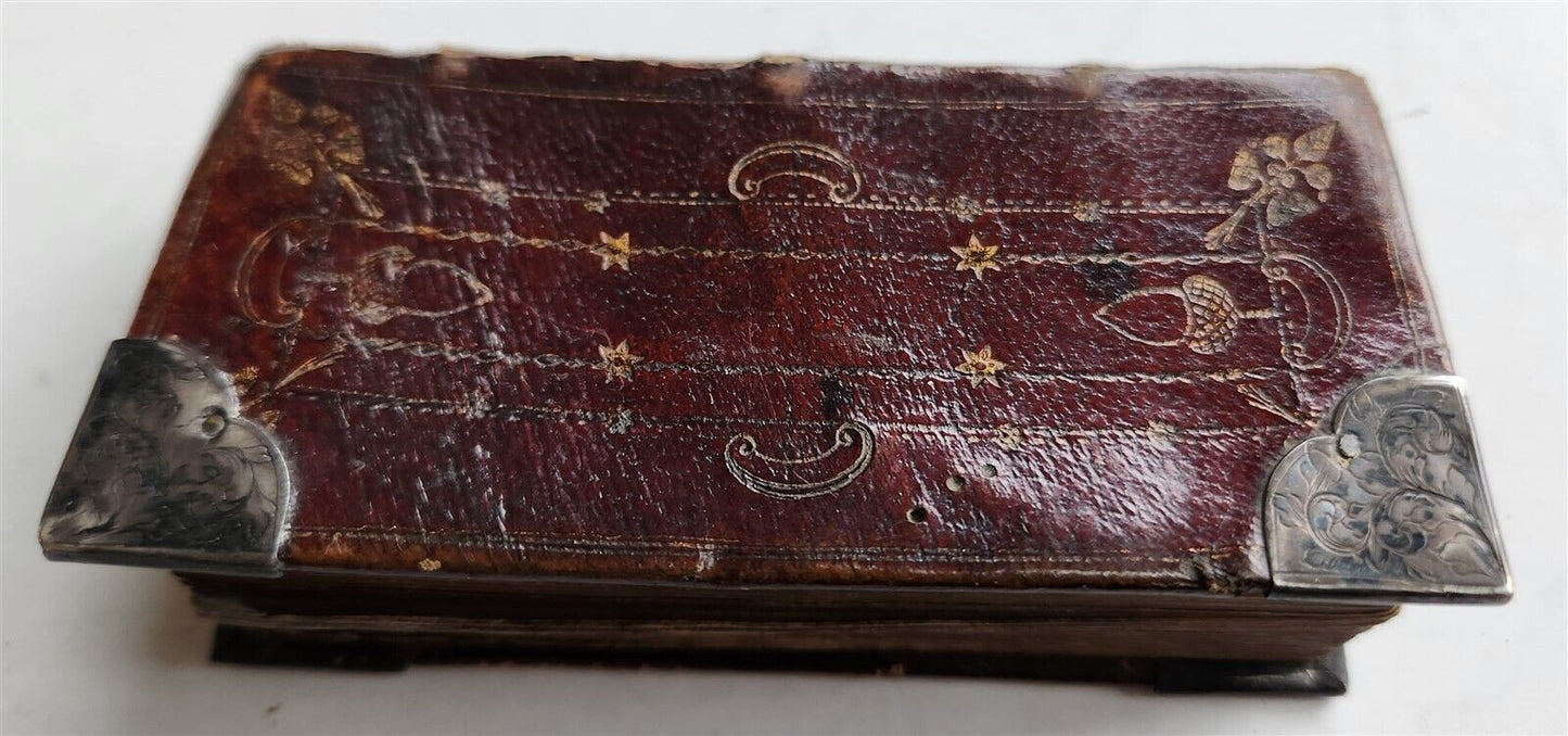 1640s BIBLE in ENGLISH NEW TESTAMENT antique POCKET SIZE w/ SILVER CORNER PIECES