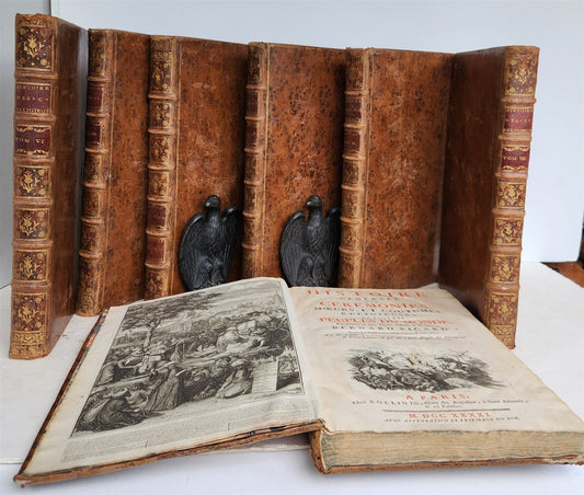 1741 HISTOIRE des CEREMONIES et COUTUMES de PEUPLES DU MONDE 7 vols antique