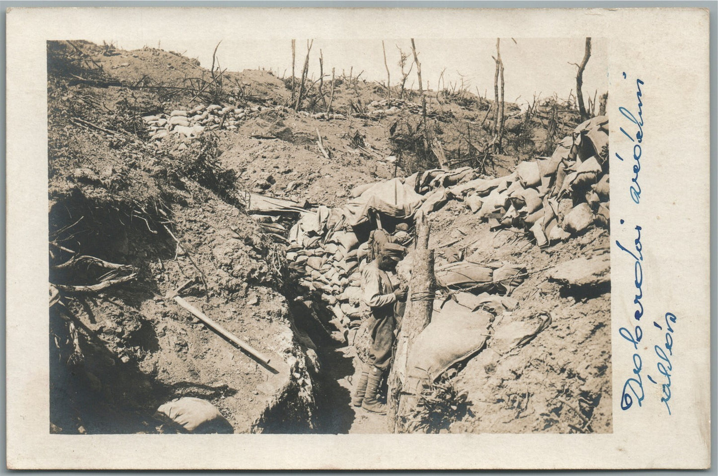 WWI ERA FRONT TRENCH ANTIQUE REAL PHOTO POSTCARD RPPC