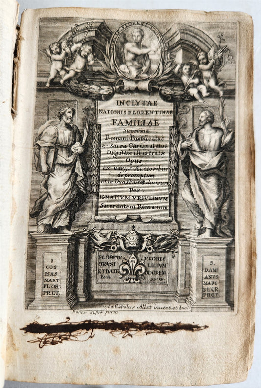 1706 FLORENTINE POPES & CARDINALS HISTORY in LATIN antique vellum binding