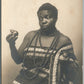 LADY w/ PEAR ANTIQUE REAL PHOTO POSTCARD RPPC BLACK AMERICANA