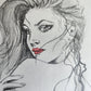 ILLUSTRATION ART EROTIC PENCIL DRAWING vintage FEMALE signed