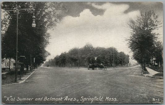 SPRINGFIELD MA SUMNER & BELMONT AVES ANTIQUE POSTCARD