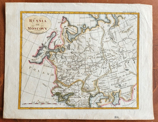 1800 MAP OF RUSSIA or MUSCOVIE antique inc. CENTRAL ASIA