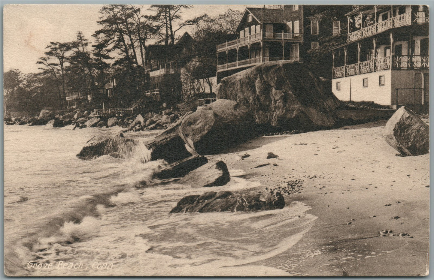 GROVE BEACH CT ANTIQUE POSTCARD