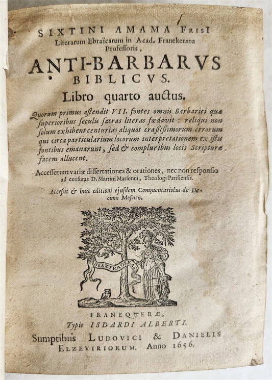 1656 ANTI-BARBARUS BIBLICUS antique VELLUM BINDING