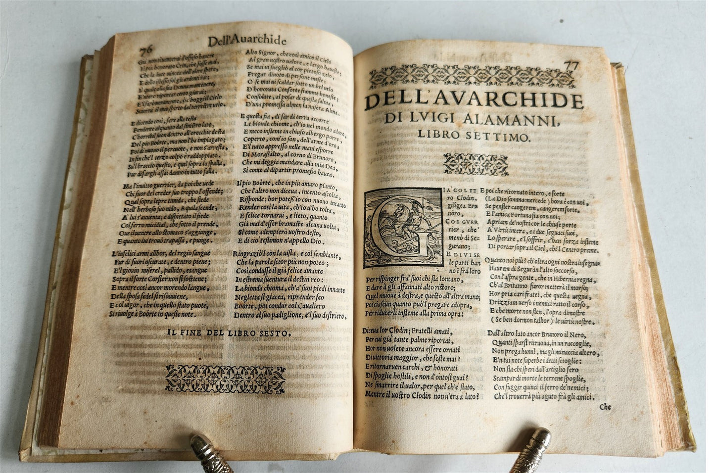 1570 La Avarchide del s. Luigi Alamanni POETRY antique VELLUM BOUND 16th CENTURY