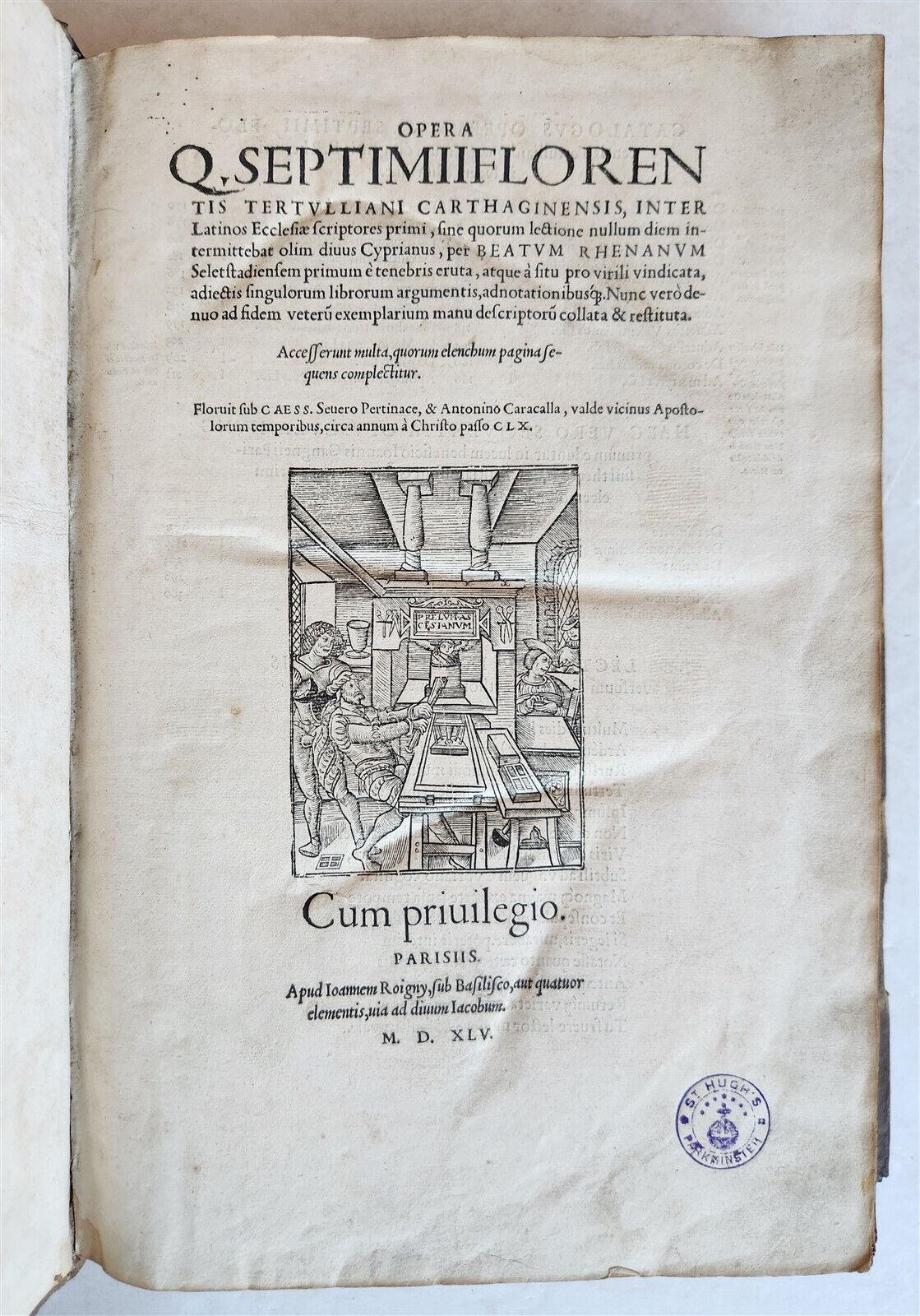 1545 TERULLIAN THEOLOGY in LATIN antique 16th CENTURY FOLIO PIGSKIN BOUND