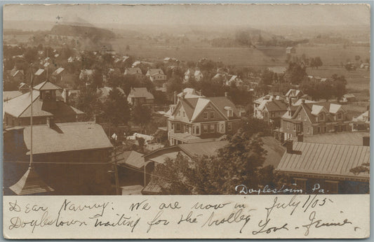 DOYLESTOWN PA GENERAL VIEW 1905 ANTIQUE REAL PHOTO POSTCARD RPPC