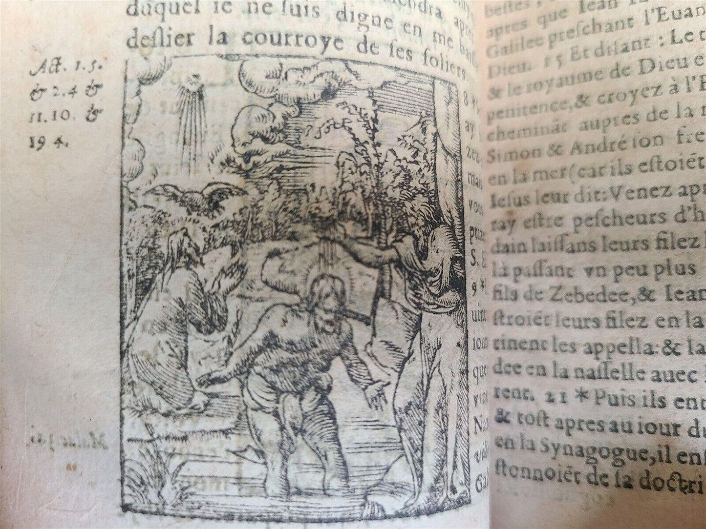 1617 BIBLE in FRENCH LE NOVUEAU TESTAMENT antique FULLY ILLUSTRATED