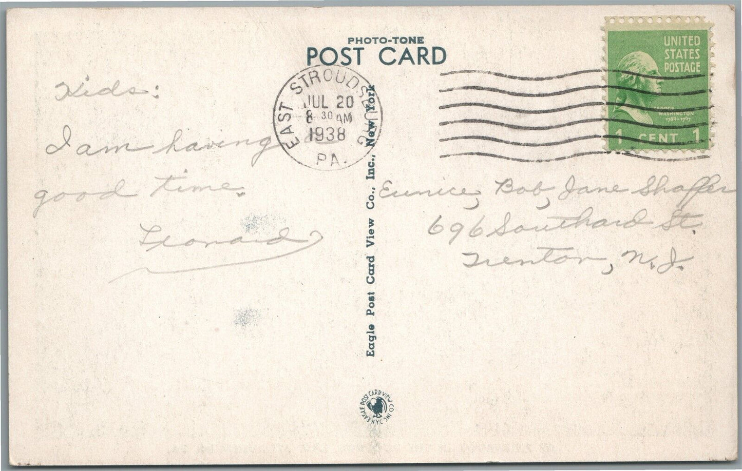 EAST STROUDSBURG PA PINESBOOK in POCONOS ANTIQUE POSTCARD