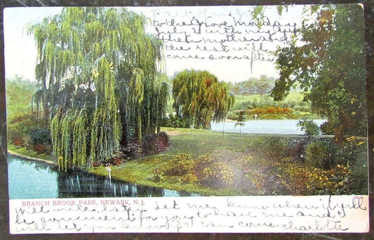 ANTIQUE 1906 POSTCARD BRANCH BROOK PARK NEWARK N.J.