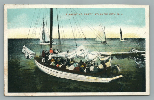 ATLANTIC CITY NJ YACHTING PARTY ANTIQUE POSTCARD