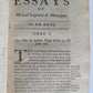 1700 ESSAYS of MICHAEL seigneur de MONTAIGNE Vol. I antique in ENGLISH