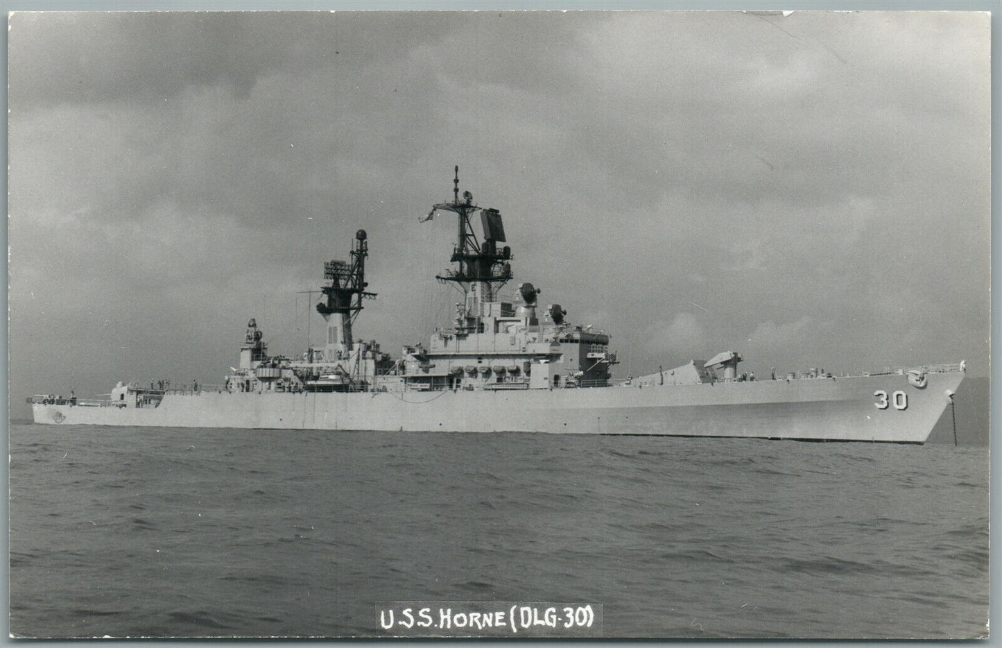 MILITARY SHIP USS HORNE VINTAGE REAL PHOTO POSTCARD RPPC