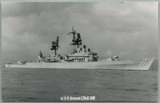 MILITARY SHIP USS HORNE VINTAGE REAL PHOTO POSTCARD RPPC