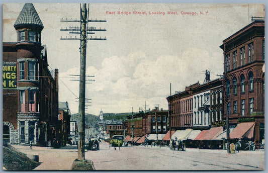 OSWEGO NY EAST BRIDGE STREET ANTIQUE POSTCARD