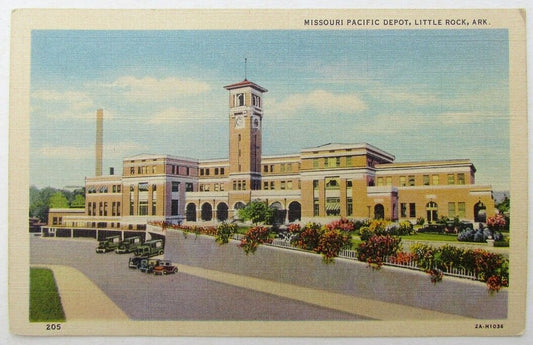 VINTAGE POSTCARD MISSOURI PACIFIC DEPOT LITTLE ROCK ARK. railway railroad