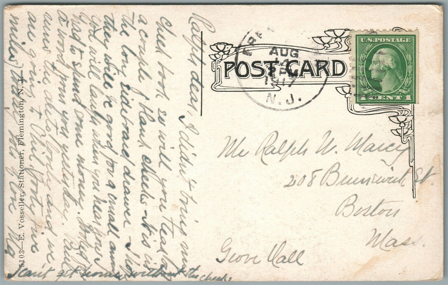 FLEMINGTON NJ BROAD STREET ANTIQUE POSTCARD