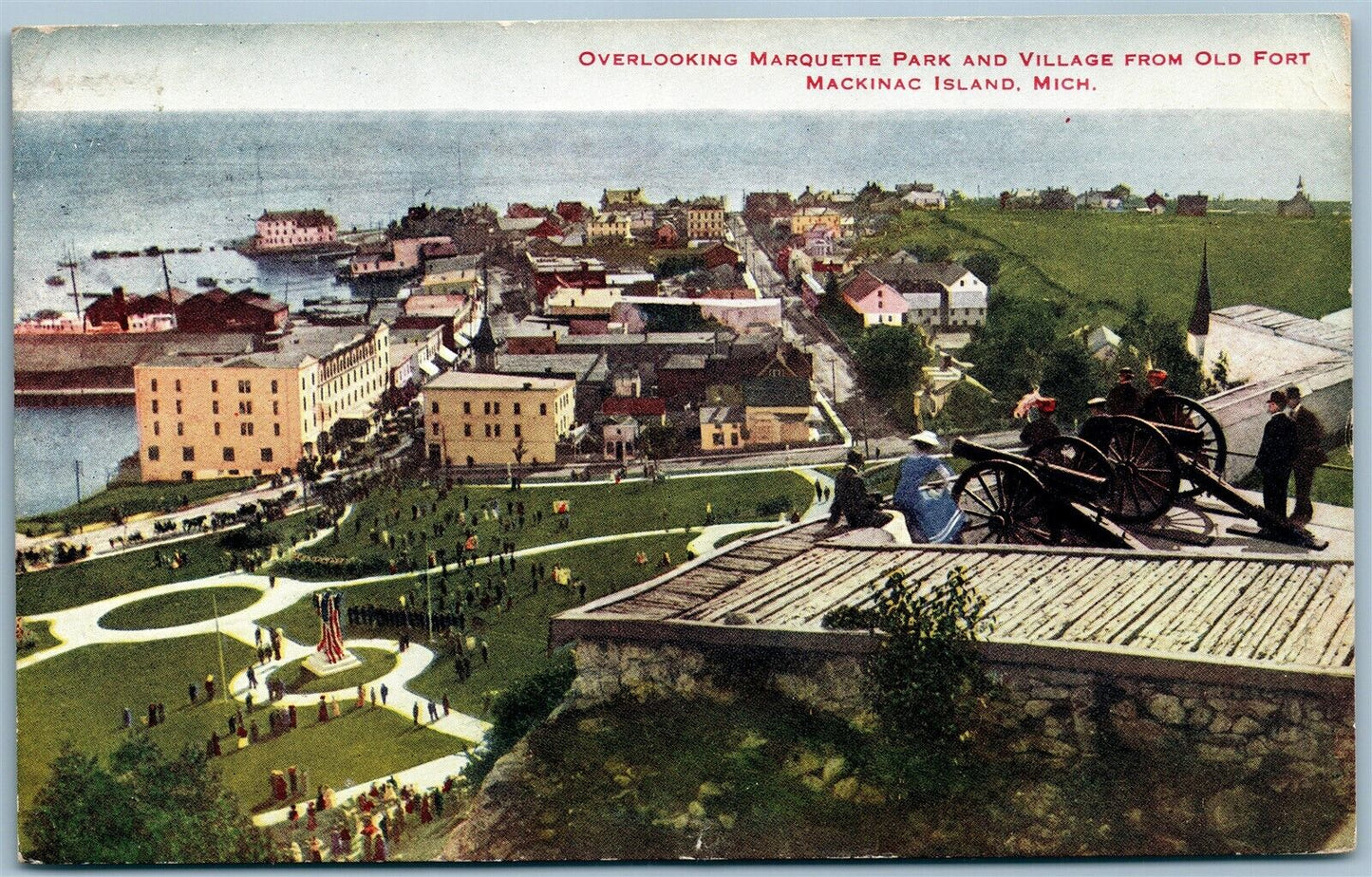 MACKINAC ISLAND MI MARQUETTE PARK ANTIQUE POSTCARD