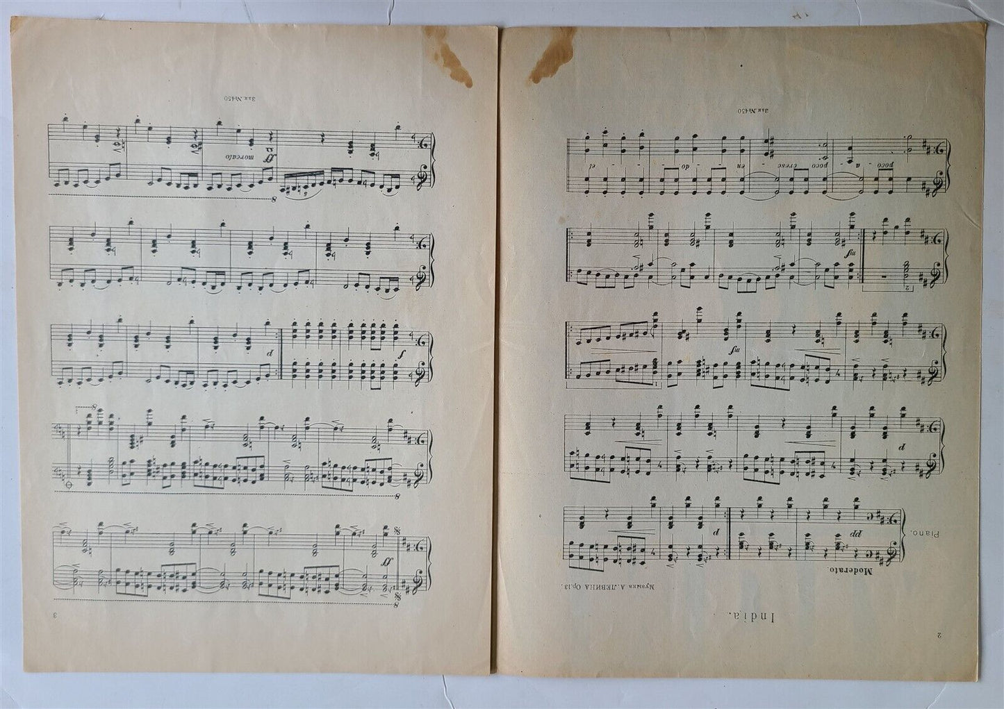 RUSSIAN VINTAGE 1927 MUSIC SHEET INDIA