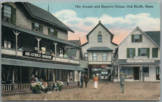 OAK BLUFF MA ARCADE & BEATRICE HOUSE ANTIQUE POSTCARD