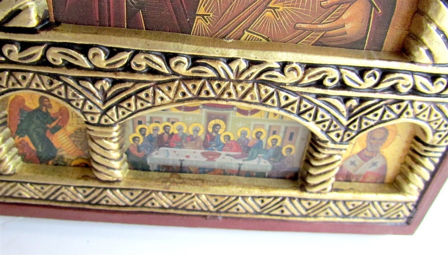 GREEK BYZANTINE RUSSIAN STYLE ORTHODOX ICON on WOOD of HOLY VIRGIN