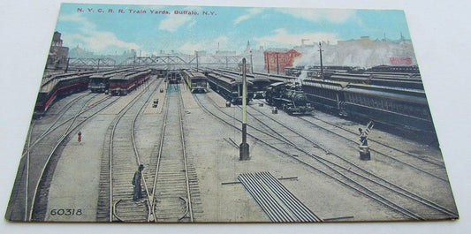 VINTAGE POSTCARD N.Y.C.R.R. RAILROAD TRAIN YARDS BUFFALO NY railway