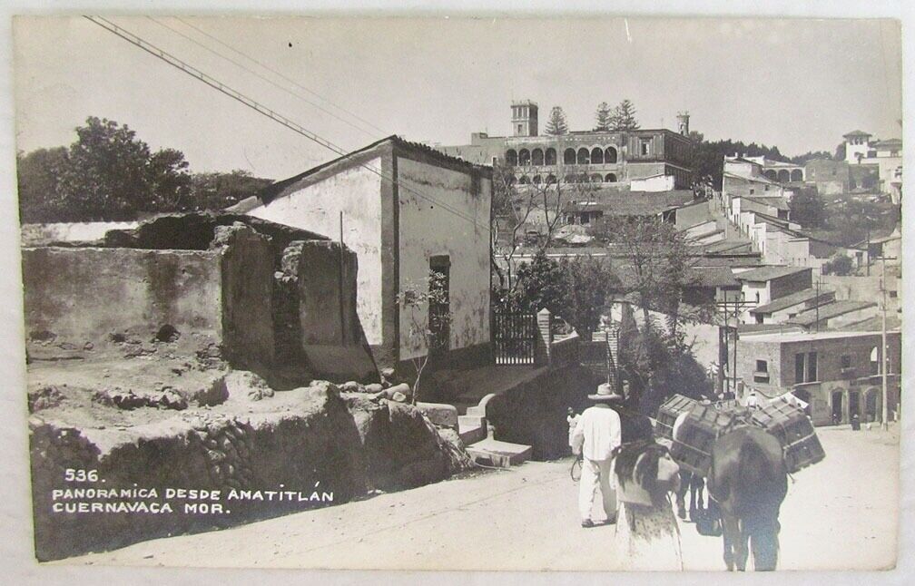 RPPC AMATITLAN GUERNAVACA MORELOS MEXICO ANTIQUE REAL PHOTO POSTCARD horse