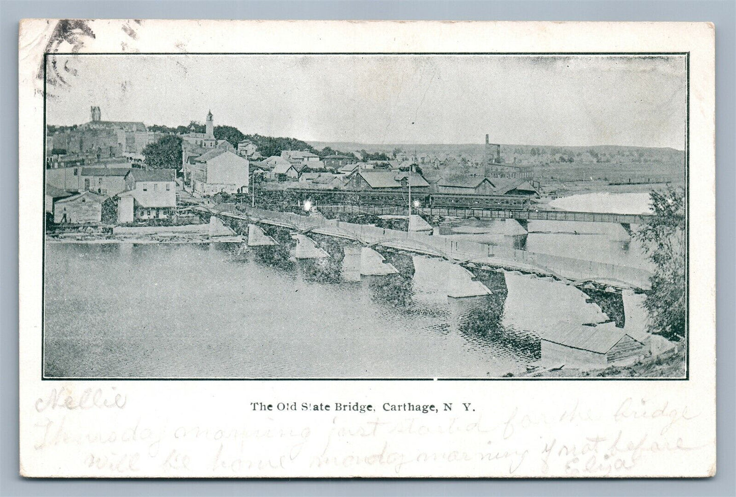 CARTHAGE NY OLD STATE BRIDGE ANTIQUE POSTCARD