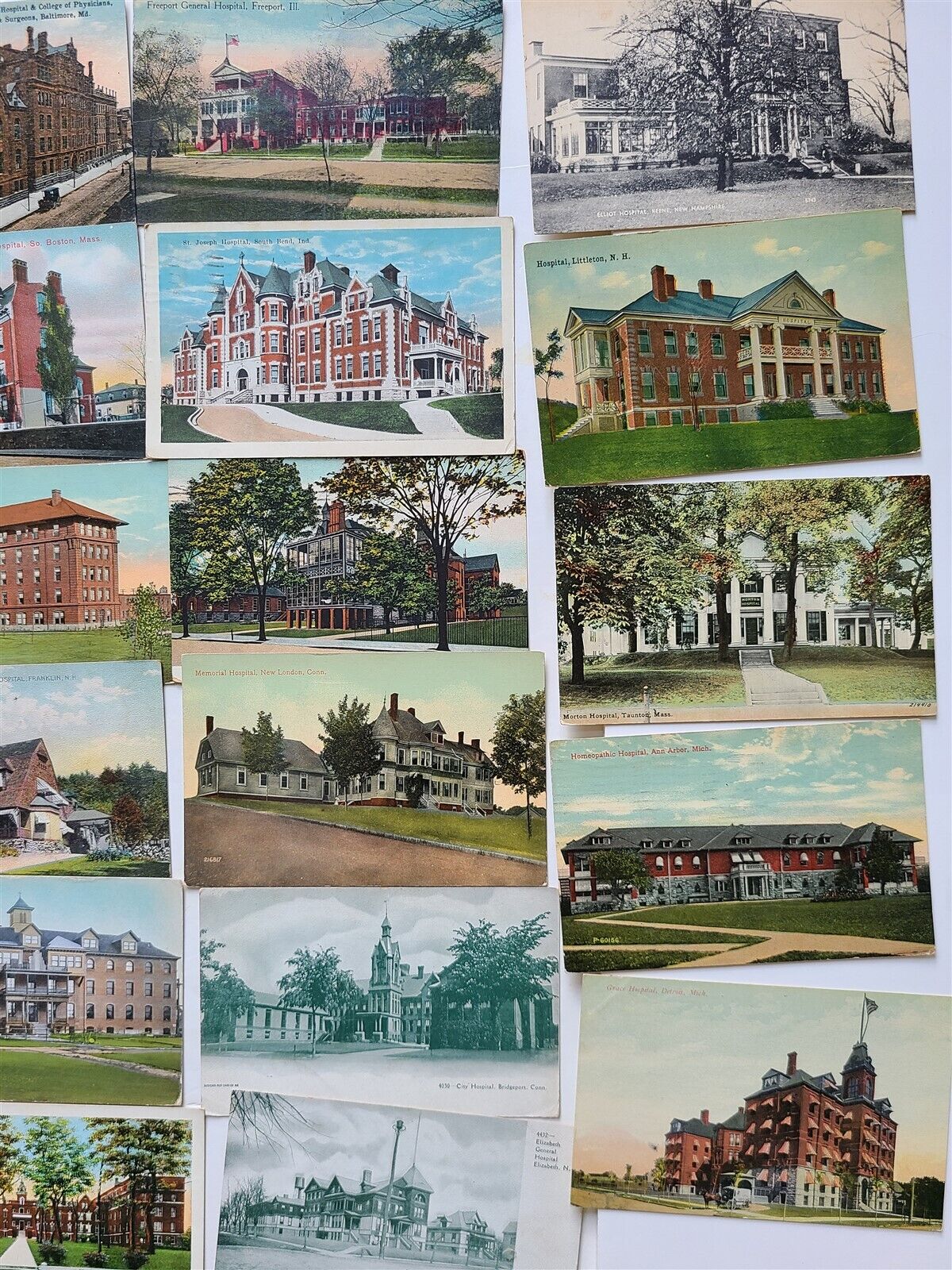 LOT of 59 POSTCARDS w/ HOSPITAL VIEWS