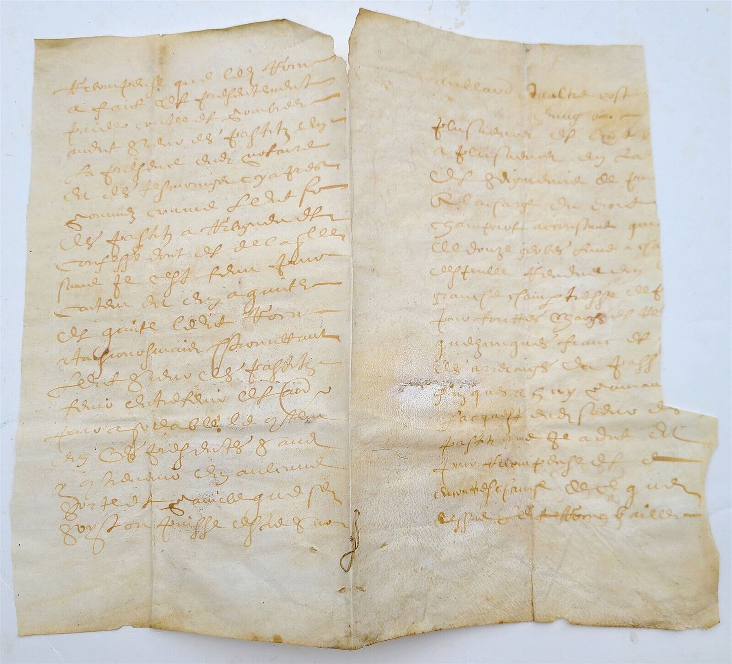 16th-17th century MANUSCRIPT on VELLUM antique LAW DOCUMENT in FRENCH