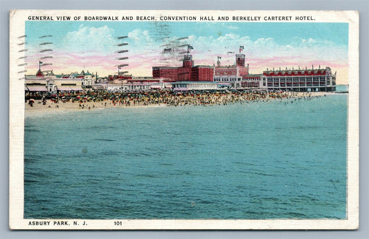 ASBURY PARK NJ BOARDWALK CONVENTION HALL BERKELEY CARTERET ANTIQUE POSTCARD