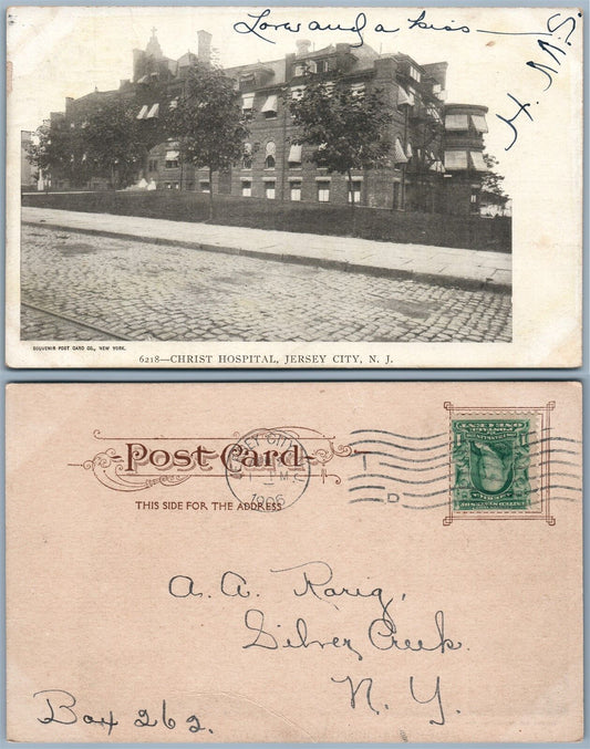JERSEY CITY N.J. CHRIST HOSPITAL 1906 UNDIVIDED ANTIQUE POSTCARD