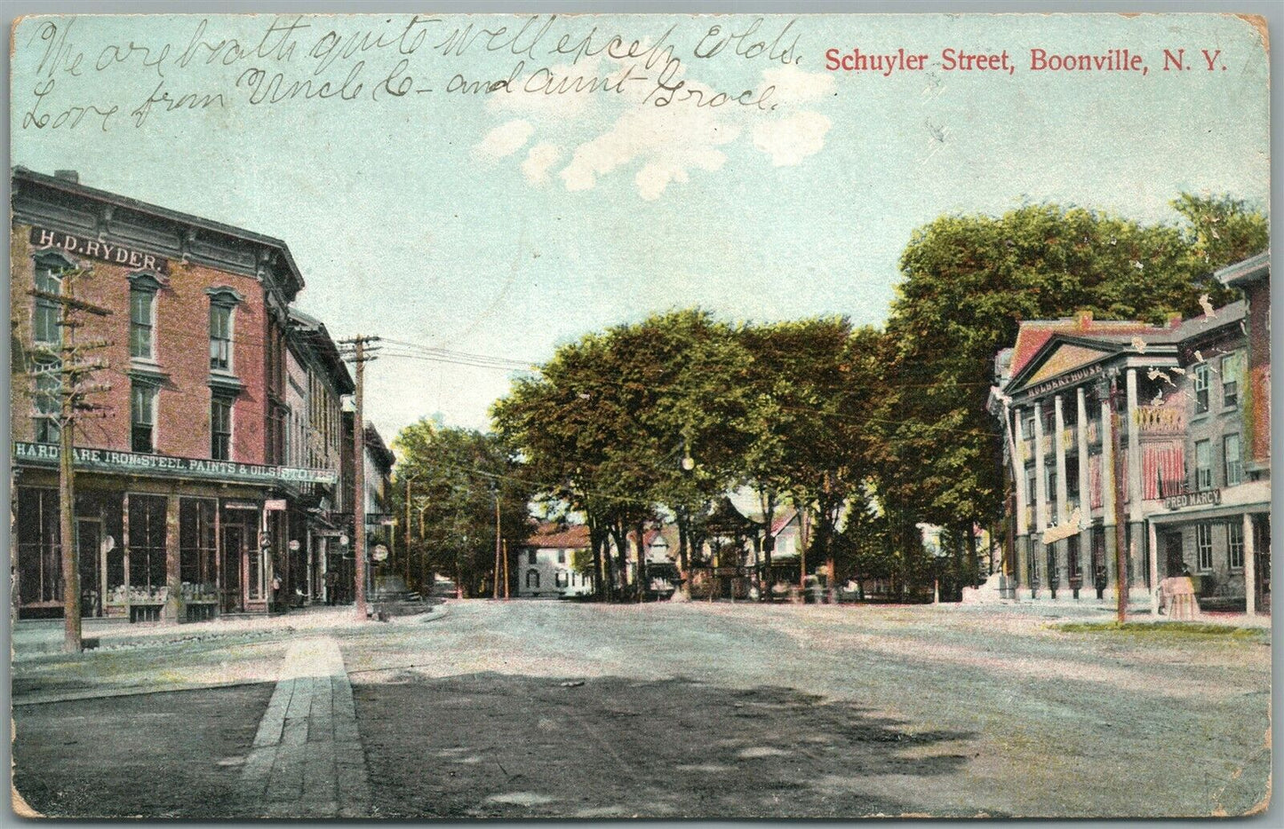 BOONVILLE NY SCHUYLER STREET ANTIQUE POSTCARD