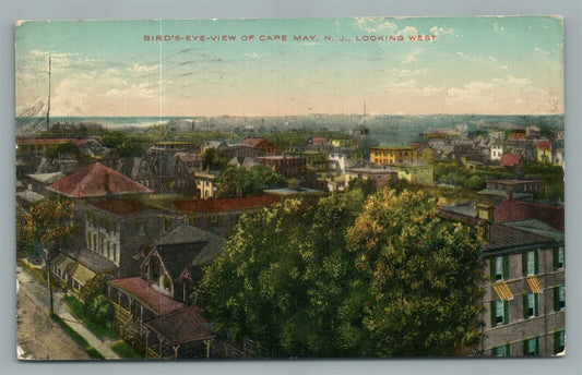 CAPE MAY NJ BIRDS EYE VIEW ANTIQUE POSTCARD