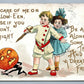 HALLOWEEN 1910 ANTIQUE EMBOSSED POSTCARD BOY w/ SWORD by Leubrie & Elkus