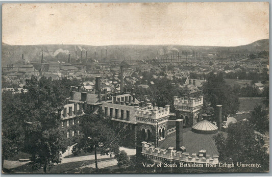 SOTH BETHLEHEM PA BIRDS EYE VIEW ANTIQUE POSTCARD