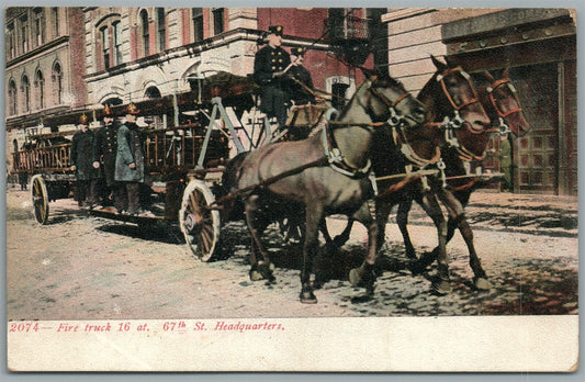 NEW YORK NY FIRE TRUCK 157 E. 167 STREET ANTIQUE POSTCARD