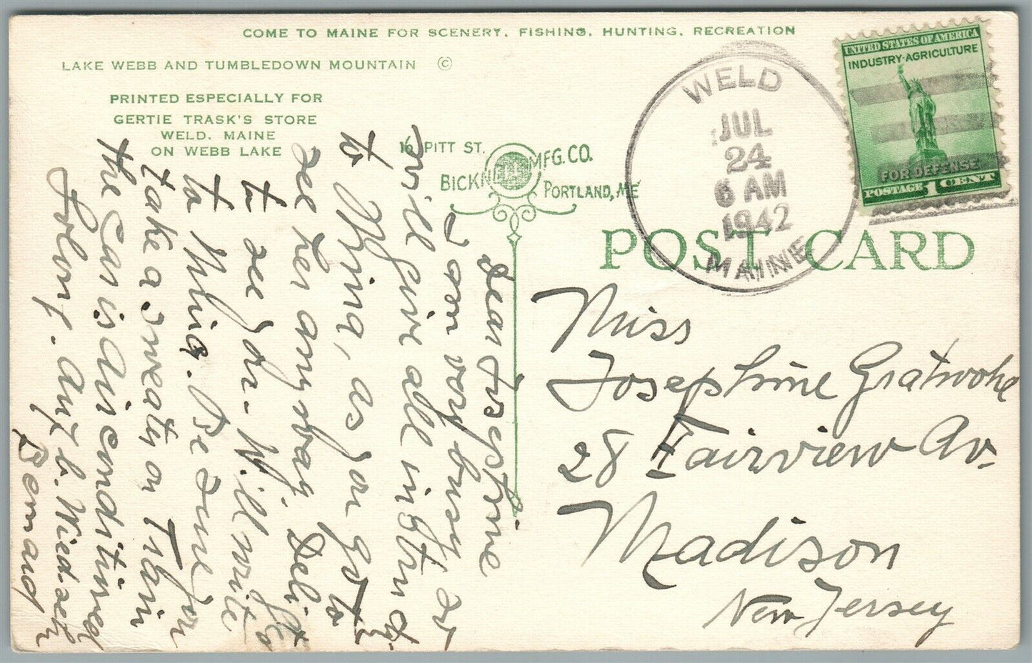 LAKE WEBB & TUMBLEDOWN MOUNTAIN ME ANTIQUE REAL PHOTO POSTCARD RPPC