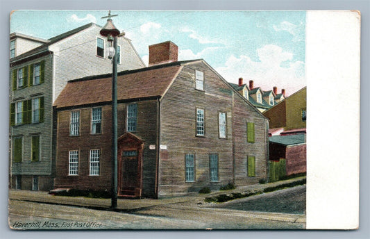 HAVERHILL MA FIRST POST OFFICE UNDIVIDED ANTIQUE POSTCARD