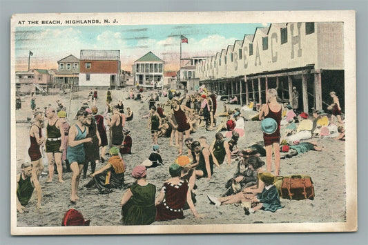 HIGHLANDS NJ AT THE BEACH ANTIQUE POSTCARD