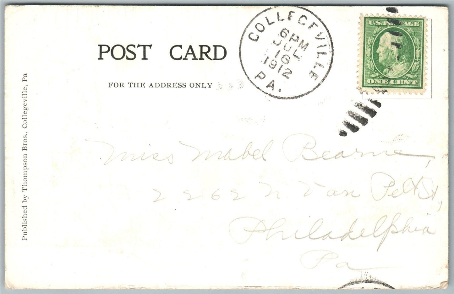 TRAPPE PA AUGUSTUS LUTHERAN CHURCH 1912 UNDIVIDED ANTIQUE POSTCARD