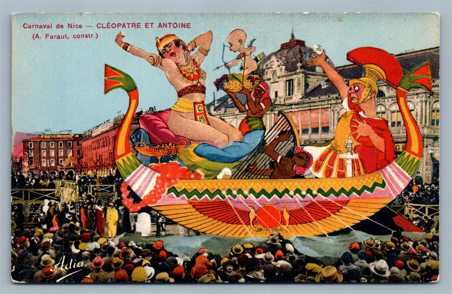 CARNAVAL DE NICE FRANCE CLEOPATRE ET ANTOINE ANTIQUE POSTCARD CARNIVAL