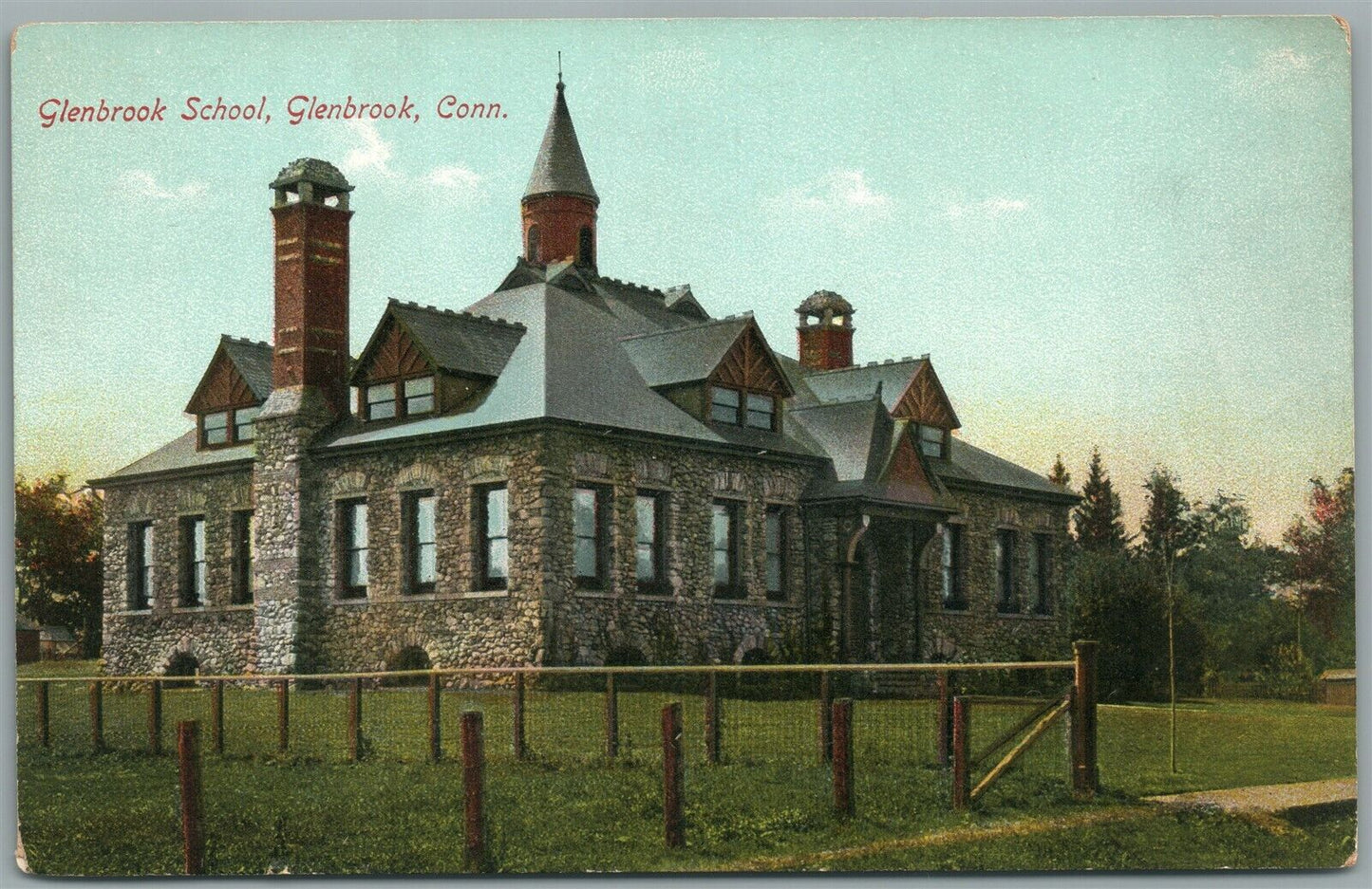 GLENBROOK CT SCHOOL ANTIQUE POSTCARD