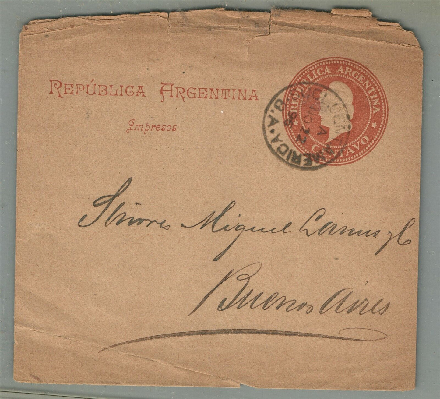 ARGENTINA BUENOS AIRES 1896 ANTIQUE COVER